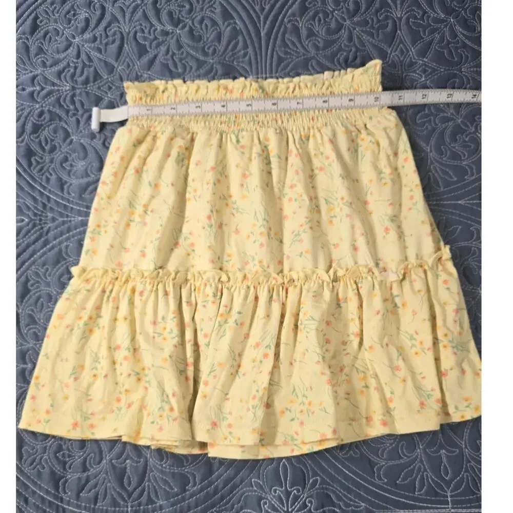 The Commons Yellow Floral Tiered Skirt Girls Medium